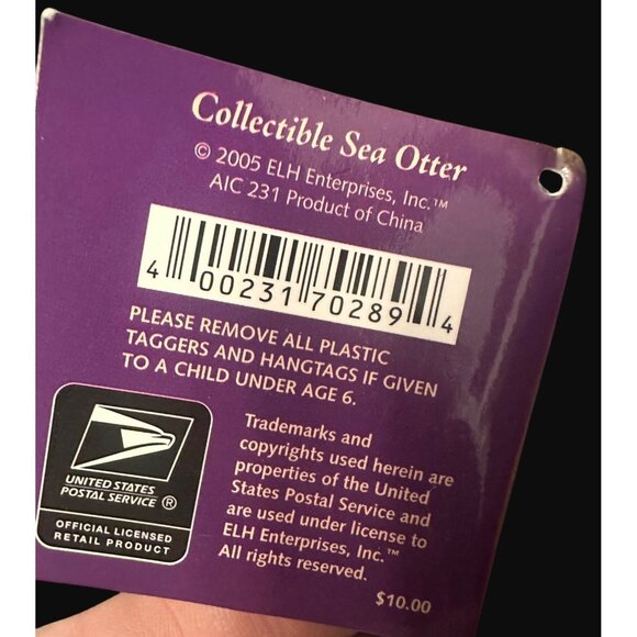 Sea Otter Plush Toy  2005 Brown Soft Stuffed Animal 10" USPS Licensed - Picture 5 of 6